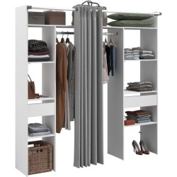 Kit dressing ARTIC avec rideau - Décor Blanc - 2 colonnes + 2 penderi