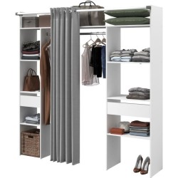 Kit dressing ARTIC avec rideau - Décor Blanc - 2 colonnes + 2 penderi