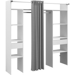 Kit dressing ARTIC avec rideau - Décor Blanc - 2 colonnes + 2 penderi