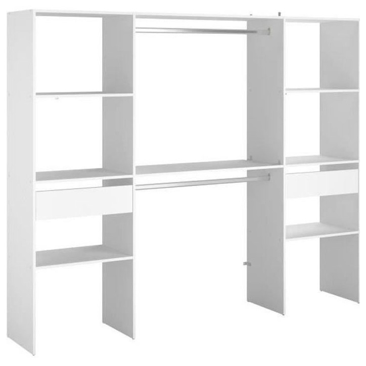 Kit dressing ARTIC - Décor Blanc - 2 colonnes + 2 penderies + 2 tiroirs - L 220 x P 40 x H 180 cm - EKIPA Kit dressing ARTIC - Décor Blanc - 2 colonnes + 2 penderies + 2 tiroirs - L 220 x P 40 x H 180 cm - EKIPA