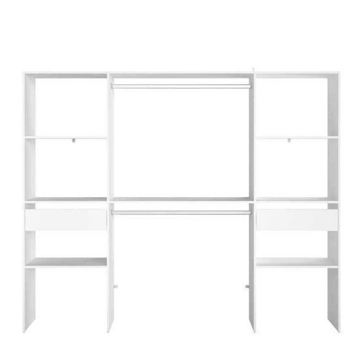 Kit dressing ARTIC - Décor Blanc - 2 colonnes + 2 penderies + 2 tiroirs - L 220 x P 40 x H 180 cm - EKIPA Kit dressing ARTIC - Décor Blanc - 2 colonnes + 2 penderies + 2 tiroirs - L 220 x P 40 x H 180 cm - EKIPA