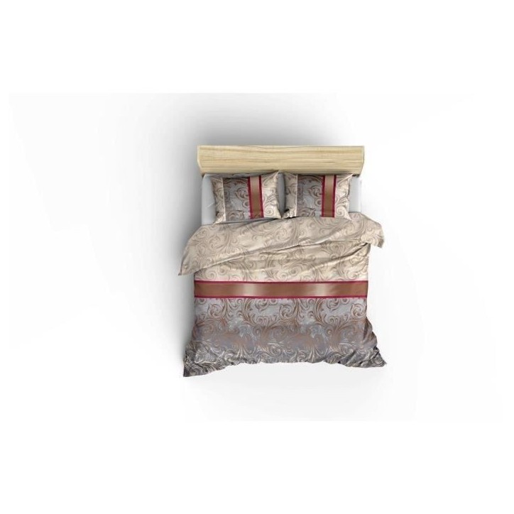 Parure de lit - 1 housse de couette 220 x 240 cm + 2 taies d'oreiller 60 x 60 cm - 65% coton, 35% polyester - Gris Parure de lit - 1 housse de couette 220 x 240 cm + 2 taies d'oreiller 60 x 60 cm - 65% coton, 35% polyester - Gris