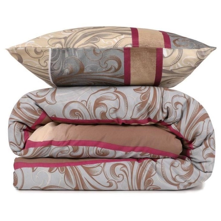 Parure de lit - 1 housse de couette 220 x 240 cm + 2 taies d'oreiller 60 x 60 cm - 65% coton, 35% polyester - Gris Parure de lit - 1 housse de couette 220 x 240 cm + 2 taies d'oreiller 60 x 60 cm - 65% coton, 35% polyester - Gris