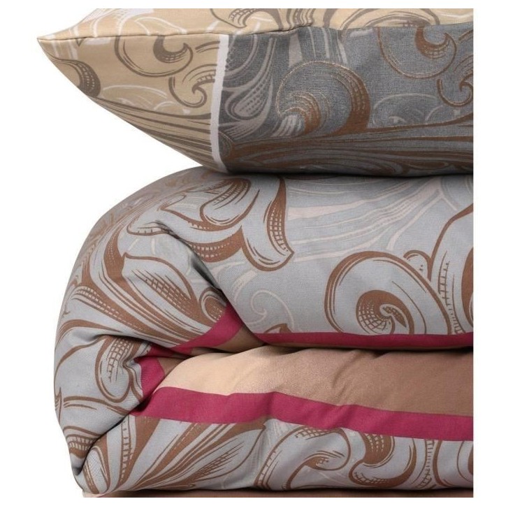 Parure de lit - 1 housse de couette 220 x 240 cm + 2 taies d'oreiller 60 x 60 cm - 65% coton, 35% polyester - Gris Parure de lit - 1 housse de couette 220 x 240 cm + 2 taies d'oreiller 60 x 60 cm - 65% coton, 35% polyester - Gris