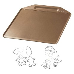 Plaque de cuisson au four sans rebords et 7 emporte-pieces de Noël -