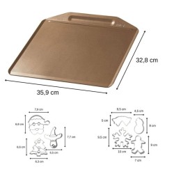 Plaque de cuisson au four sans rebords et 7 emporte-pieces de Noël -