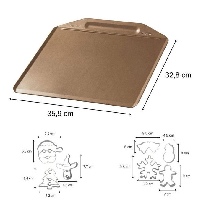 Plaque de cuisson au four sans rebords et 7 emporte-pieces de Noël - ZENKER Plaque de cuisson au four sans rebords et 7 emporte-pieces de Noël - ZENKER