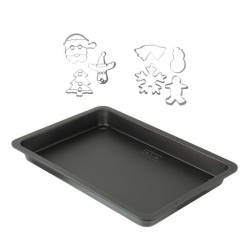 Plaque de cuisson et 7 emporte-pieces de Noël inox - ZENKER - 42 x 29