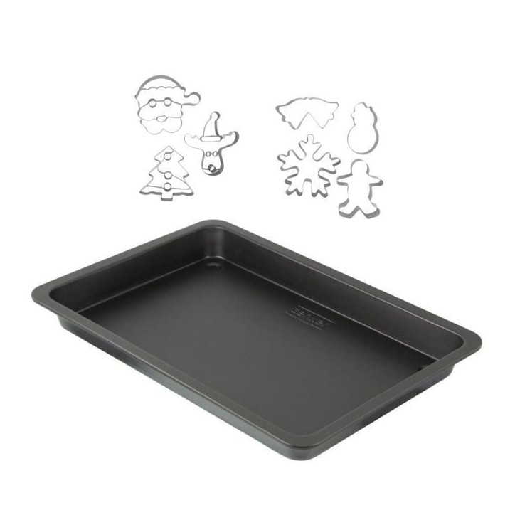 Plaque de cuisson et 7 emporte-pieces de Noël inox - ZENKER - 42 x 29 cm Plaque de cuisson et 7 emporte-pieces de Noël inox - ZENKER - 42 x 29 cm