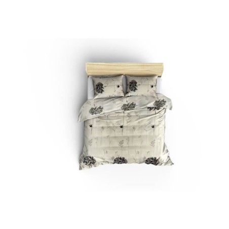 Parure de lit - 1 housse de couette 220 x 240 cm + 2 taies d'oreiller 60 x 60 cm - 65% coton, 35% polyester - Beige