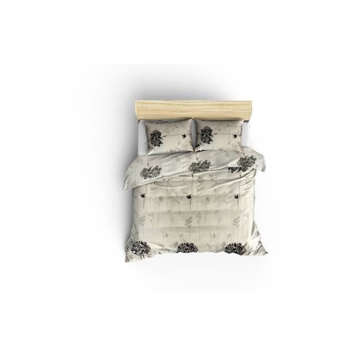 Parure de lit - 1 housse de couette 220 x 240 cm + 2 taies d'oreiller 60 x 60 cm - 65% coton, 35% polyester - Beige Parure de lit - 1 housse de couette 220 x 240 cm + 2 taies d'oreiller 60 x 60 cm - 65% coton, 35% polyester - Beige