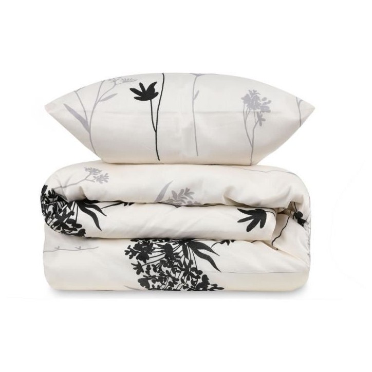 Parure de lit - 1 housse de couette 220 x 240 cm + 2 taies d'oreiller 60 x 60 cm - 65% coton, 35% polyester - Beige Parure de lit - 1 housse de couette 220 x 240 cm + 2 taies d'oreiller 60 x 60 cm - 65% coton, 35% polyester - Beige