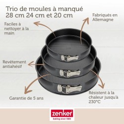 Set de 3 moules a charniere ronds - ZENKER - Black Metallic - 20, 24 e