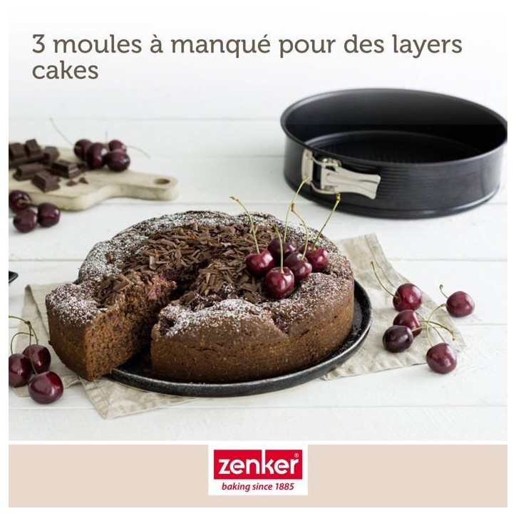 Set de 3 moules a charniere ronds - ZENKER - Black Metallic - 20, 24 et 28 cm