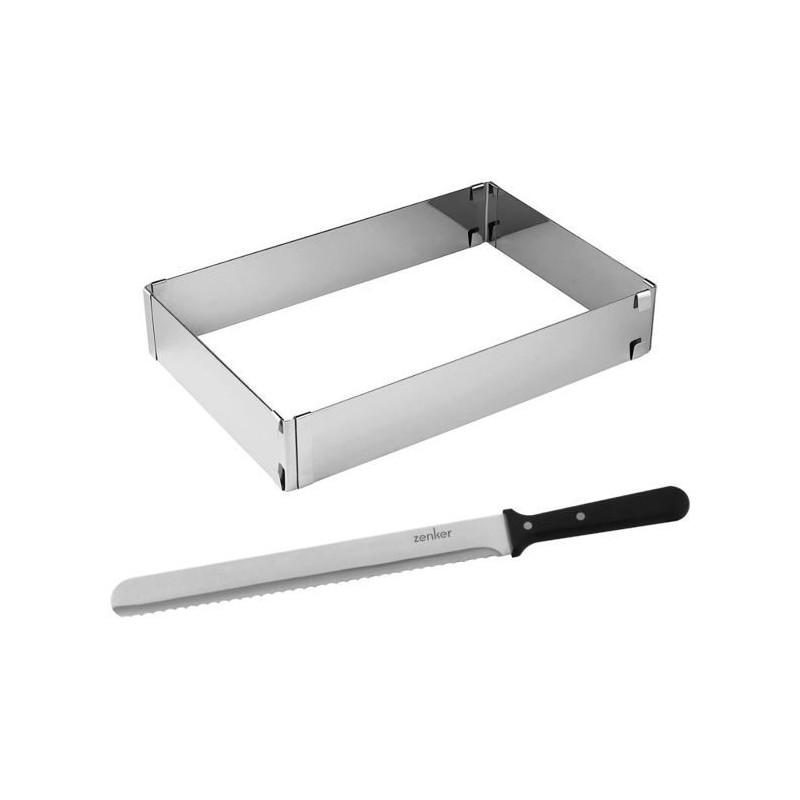 Cadre a gâteaux rectangulaire réglable et couteau a pâtisserie - ZE Cadre a gâteaux rectangulaire réglable et couteau a pâtisserie - ZE