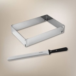 Cadre a gâteaux rectangulaire réglable et couteau a pâtisserie - ZE