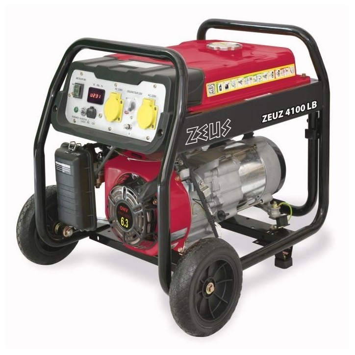 Groupe électrogene essence - ZEUZ - 4100 LB - 3300 W - Monophasé - Rouge Groupe électrogene essence - ZEUZ - 4100 LB - 3300 W - Monophasé - Rouge