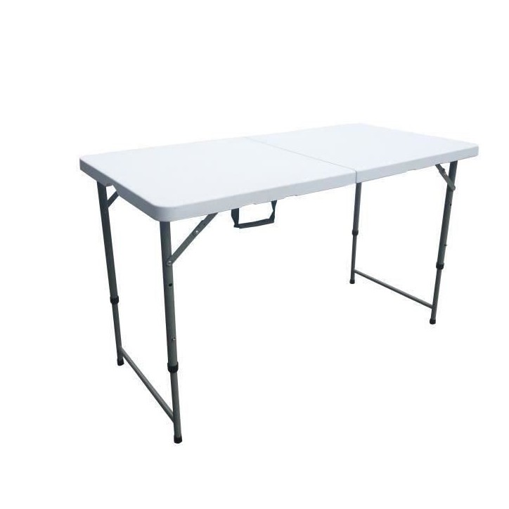 Table de réception pliante - 4 personnes - 122 cm - Structure en acier et Plateau en Polyéthylene PEHD - Blanc