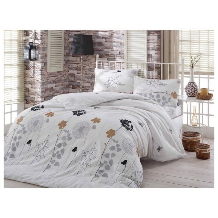 Parure de lit - 1 housse de couette 220 x 240 cm + 2 taies d'oreiller 60 x 60 cm - 65% coton, 35% polyester - Blanc Parure de lit - 1 housse de couette 220 x 240 cm + 2 taies d'oreiller 60 x 60 cm - 65% coton, 35% polyester - Blanc