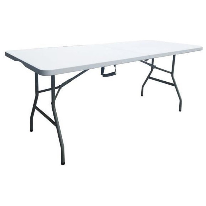 Table de réception traiteur pliante - 8 personnes - 180x74xH73,5 cm - Structure en acier et plateau en polyéthylene PEHD - Bla Table de réception traiteur pliante - 8 personnes - 180x74xH73,5 cm - Structure en acier et plateau en polyéthylene PEHD - Bla