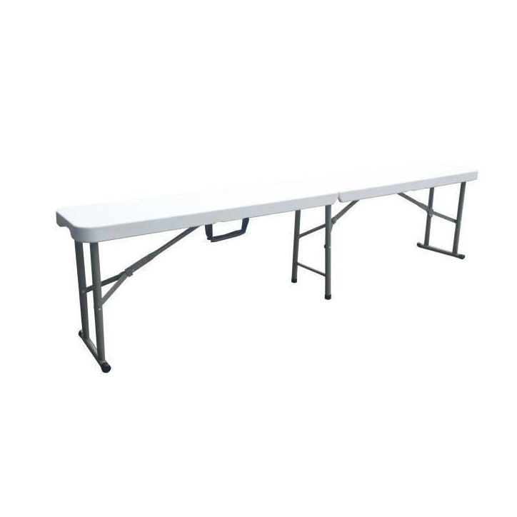 Banc pliable pour table de réception 180 cm - Structure acier et assise Polyéthylene PEHD - Blanc Banc pliable pour table de réception 180 cm - Structure acier et assise Polyéthylene PEHD - Blanc