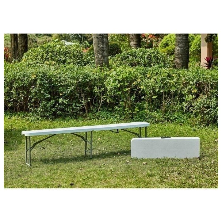 Banc pliable pour table de réception 180 cm - Structure acier et assise Polyéthylene PEHD - Blanc Banc pliable pour table de réception 180 cm - Structure acier et assise Polyéthylene PEHD - Blanc