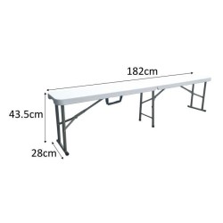 Banc pliable pour table de réception 180 cm - Structure acier et assi