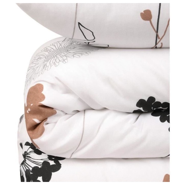 Parure de lit - 1 housse de couette 220 x 240 cm + 2 taies d'oreiller 60 x 60 cm - 65% coton, 35% polyester - Blanc Parure de lit - 1 housse de couette 220 x 240 cm + 2 taies d'oreiller 60 x 60 cm - 65% coton, 35% polyester - Blanc