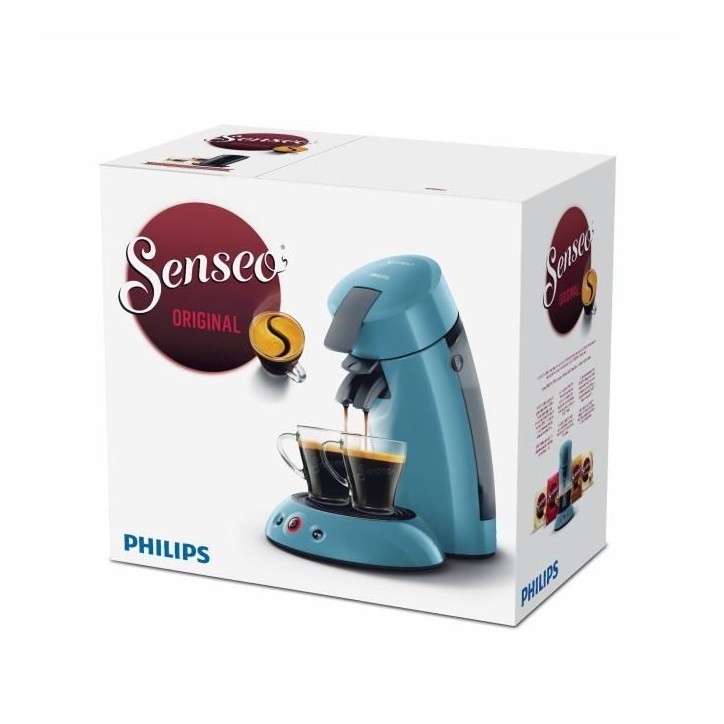 Machine a café dosette SENSEO ORGINAL Philips HD6553/21, Booster d'arômes, Crema plus, 1 ou 2 tasses, Bleu Gris Machine a café dosette SENSEO ORGINAL Philips HD6553/21, Booster d'arômes, Crema plus, 1 ou 2 tasses, Bleu Gris