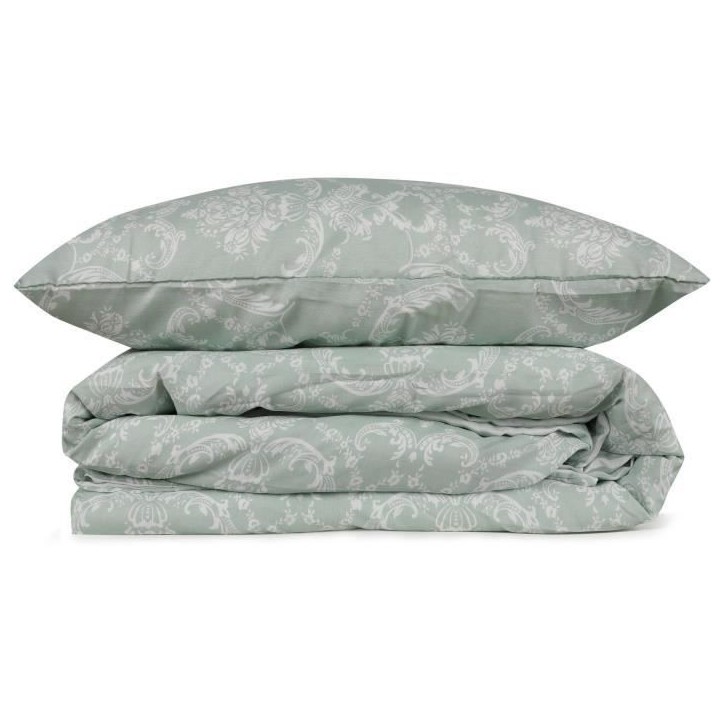 Parure de lit - 1 housse de couette 220 x 240 cm + 2 taies d'oreiller 60 x 60 cm - 65% coton, 35% polyester - Vert