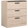Commode - 3 tiroirs - Coloris Chene et noir - L80 x P44 x H88 cm - PAR