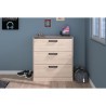 Commode - 3 tiroirs - Coloris Chene et noir - L80 x P44 x H88 cm - PAR