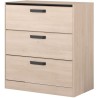 Commode - 3 tiroirs - Coloris Chene et noir - L80 x P44 x H88 cm - PAR