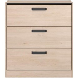 Commode - 3 tiroirs - Coloris Chene et noir - L80 x P44 x H88 cm - PAR
