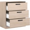Commode - 3 tiroirs - Coloris Chene et noir - L80 x P44 x H88 cm - PAR