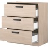 Commode - 3 tiroirs - Coloris Chene et noir - L80 x P44 x H88 cm - PAR