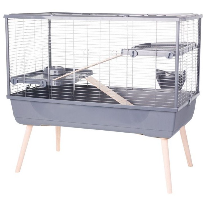 ZOLUX Cage grillagée lapin et rongeur sur pieds 2 étages - L. 99 x l. 54 x H. 92 cm - NeoLife - Zolux Gris ZOLUX Cage grillagée lapin et rongeur sur pieds 2 étages - L. 99 x l. 54 x H. 92 cm - NeoLife - Zolux Gris