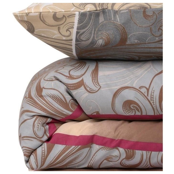 Parure de lit - 1 housse de couette 220 x 240 cm + 2 taies d'oreiller 60 x 60 cm - 65% coton, 35% polyester - Gris