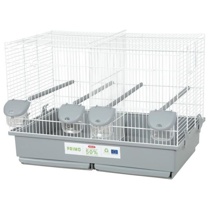 Cage d'élevage oiseaux - Zolux - Primo Cati - 57 x p34.5 x 41 cm - Blanc et gris Cage d'élevage oiseaux - Zolux - Primo Cati - 57 x p34.5 x 41 cm - Blanc et gris