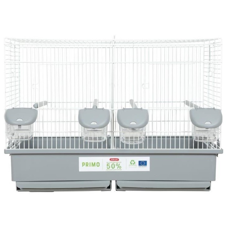 Cage d'élevage oiseaux - Zolux - Primo Cati - 57 x p34.5 x 41 cm - Blanc et gris Cage d'élevage oiseaux - Zolux - Primo Cati - 57 x p34.5 x 41 cm - Blanc et gris