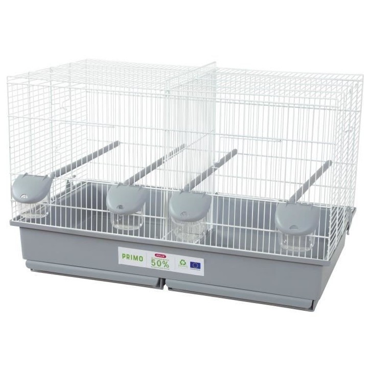 Cage d'élevage oiseaux - Zolux - Primo 69 x 39 x 44.5 cm - Blanc et gris