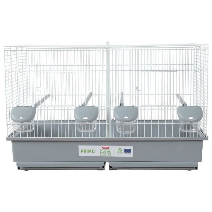 Cage d'élevage oiseaux - Zolux - Primo 69 x 39 x 44.5 cm - Blanc et gris