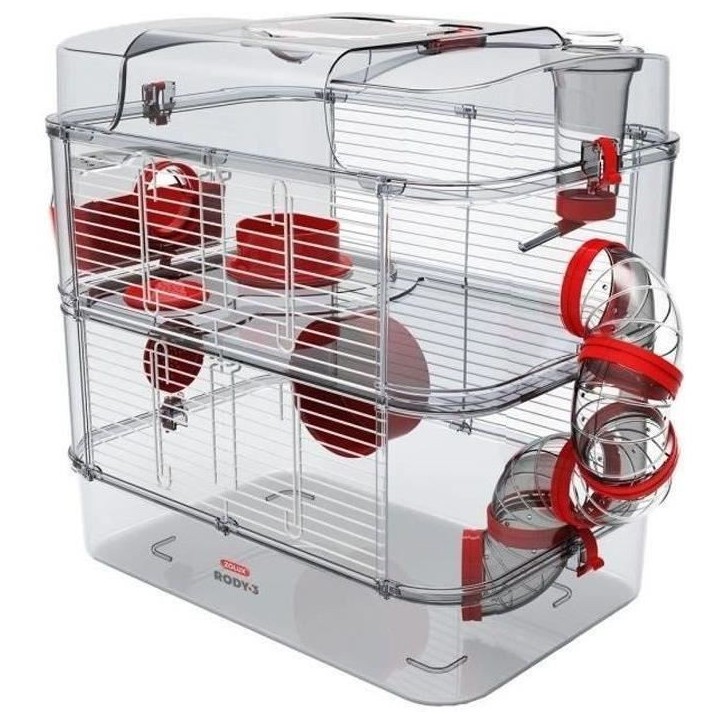ZOLUX Cage sur 2 étages Rody3 duo pour hamsters, souris et gerbilles - L 41 x p 27 x h 40,5 cm - Grenadine ZOLUX Cage sur 2 étages Rody3 duo pour hamsters, souris et gerbilles - L 41 x p 27 x h 40,5 cm - Grenadine