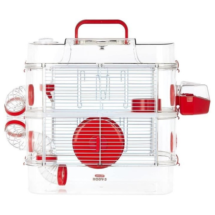 ZOLUX Cage sur 2 étages Rody3 duo pour hamsters, souris et gerbilles - L 41 x p 27 x h 40,5 cm - Grenadine ZOLUX Cage sur 2 étages Rody3 duo pour hamsters, souris et gerbilles - L 41 x p 27 x h 40,5 cm - Grenadine