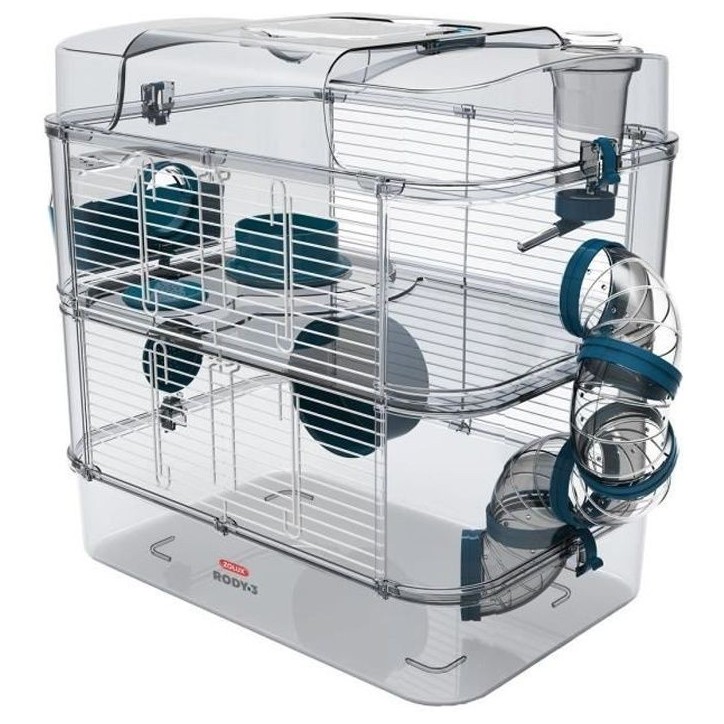 ZOLUX Cage sur 2 étages Rody3 duo pour hamsters, souris et gerbilles - L 41 x p 27 x h 40,5 cm - Bleu ZOLUX Cage sur 2 étages Rody3 duo pour hamsters, souris et gerbilles - L 41 x p 27 x h 40,5 cm - Bleu