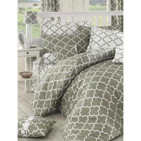 Parure de lit - 1 housse de couette 220 x 240 cm + 2 taies d'oreiller 60 x 60 cm - 100% coton renforcé - Gris