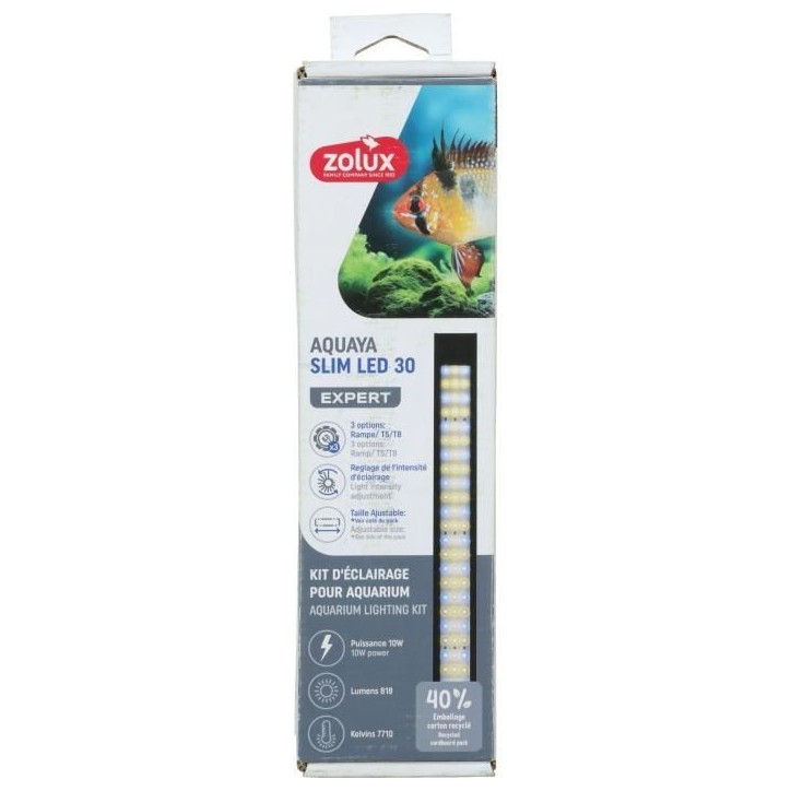 Rampe d'éclairage - Zolux - Slim LED dimmable - Ajustable et adaptable en remplacement d'un tube néon T8 ou T5 - 30 cm Rampe d'éclairage - Zolux - Slim LED dimmable - Ajustable et adaptable en remplacement d'un tube néon T8 ou T5 - 30 cm