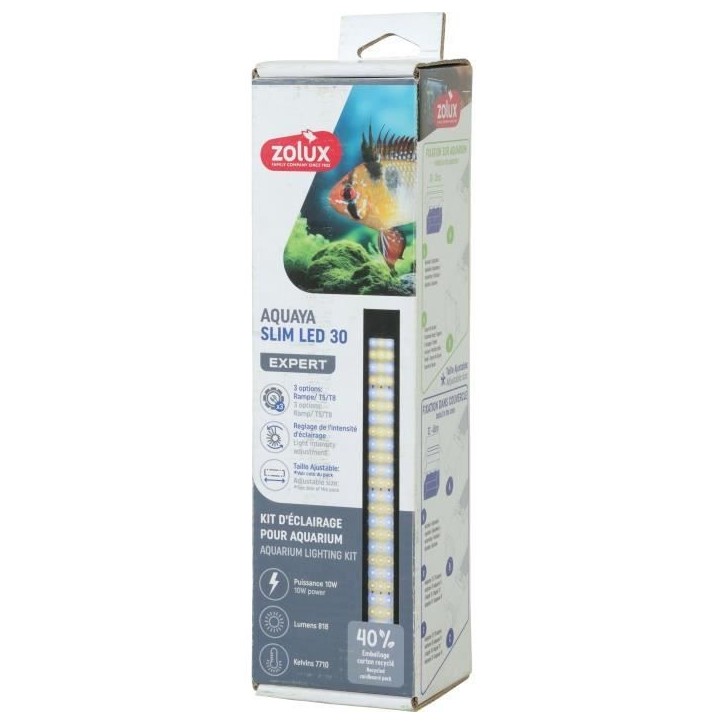 Rampe d'éclairage - Zolux - Slim LED dimmable - Ajustable et adaptable en remplacement d'un tube néon T8 ou T5 - 30 cm Rampe d'éclairage - Zolux - Slim LED dimmable - Ajustable et adaptable en remplacement d'un tube néon T8 ou T5 - 30 cm