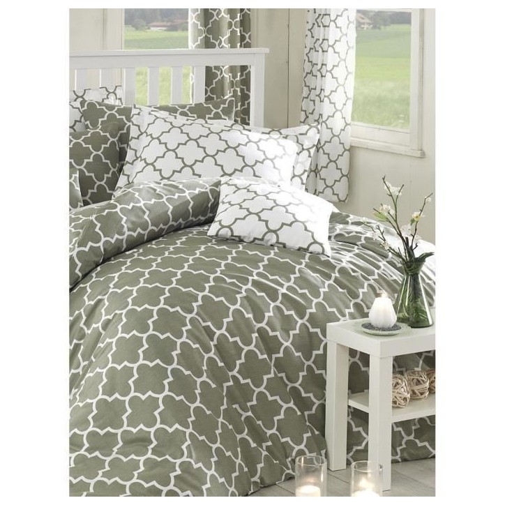 Parure de lit - 1 housse de couette 220 x 240 cm + 2 taies d'oreiller 60 x 60 cm - 100% coton renforcé - Gris Parure de lit - 1 housse de couette 220 x 240 cm + 2 taies d'oreiller 60 x 60 cm - 100% coton renforcé - Gris