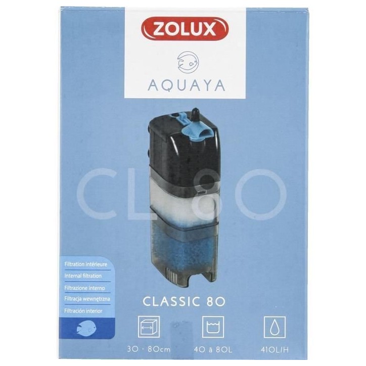 Filtre intérieur - ZOLUX - Classic 80 - 5 W - Aquarium 40 a 80 L - Débit réglable Filtre intérieur - ZOLUX - Classic 80 - 5 W - Aquarium 40 a 80 L - Débit réglable